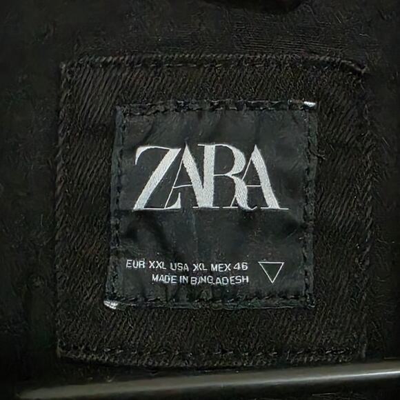 Zara Mens Black Denim Trucker Jacket Size XXL - Picture 3 of 10